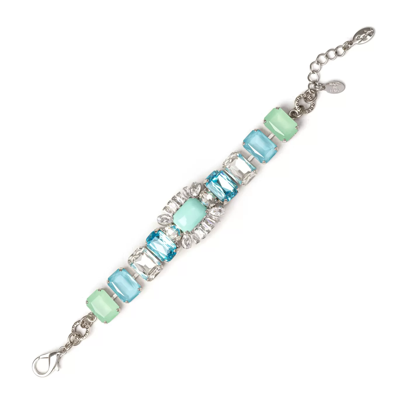 Regolabili>Sodini Bracciale Cristalli E Charm Centrale Faville Turchese