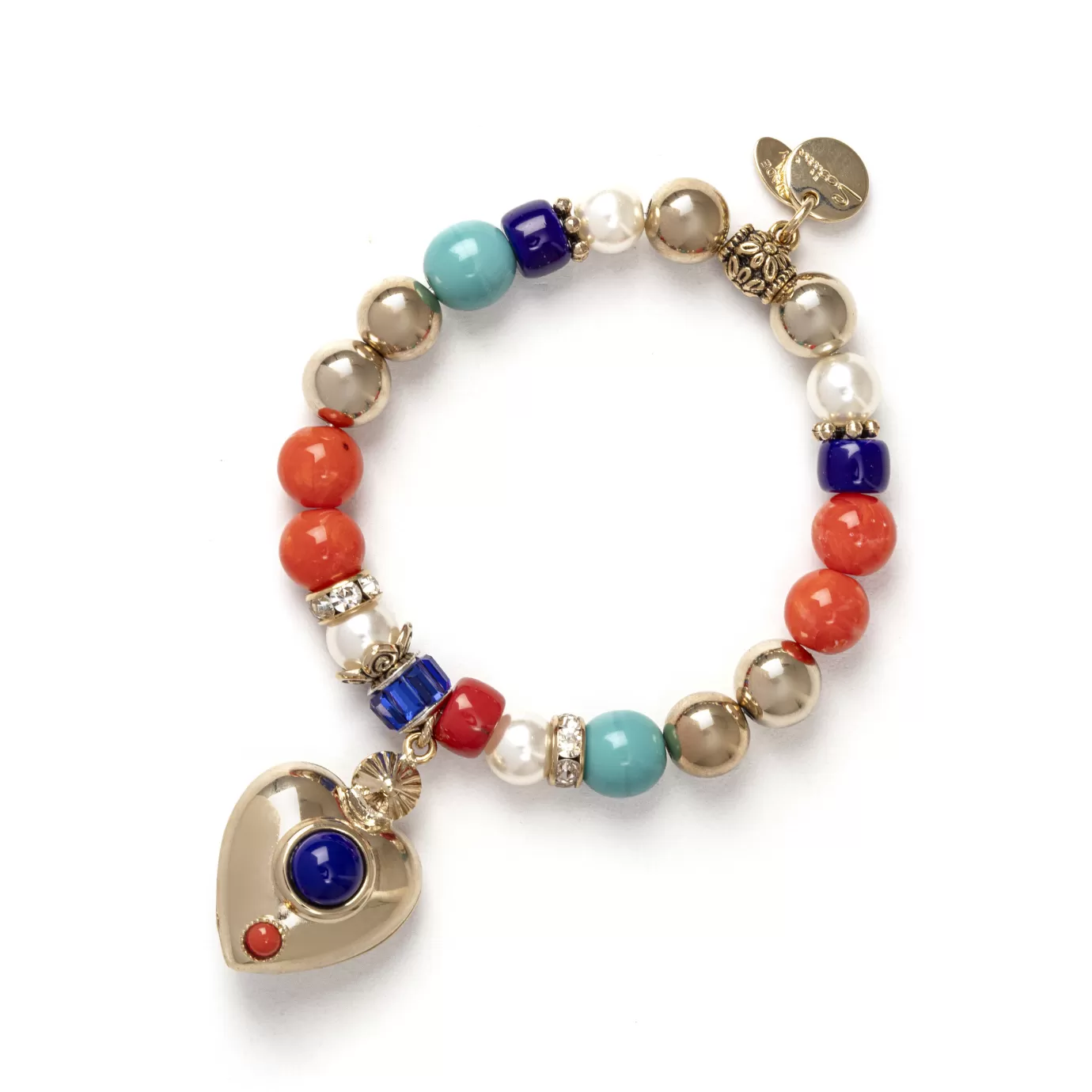 Elastici>Sodini Bracciale Elastico Con Cuore Pendente Magdalena Multicolor