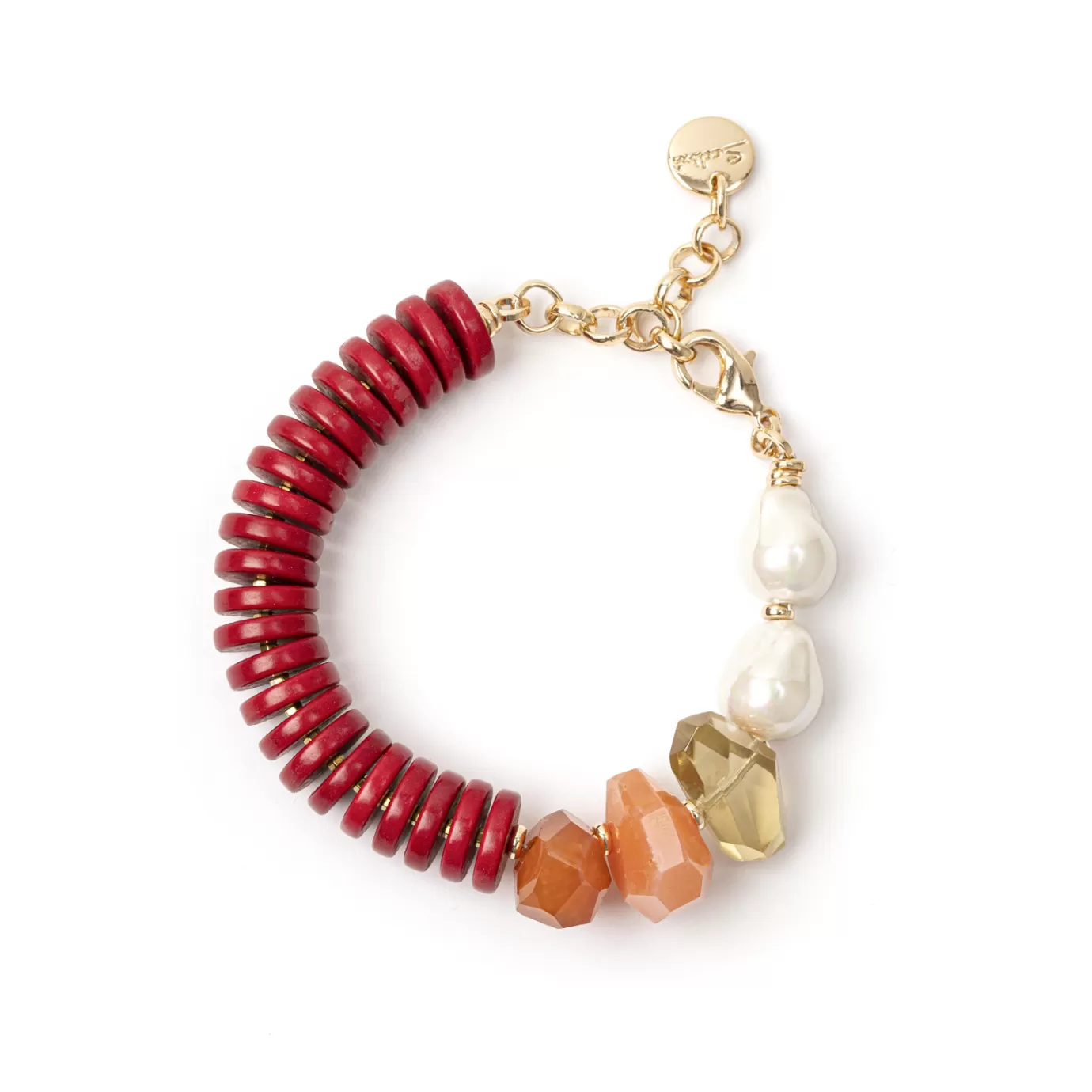 Regolabili>Sodini Bracciale Jane , Agata E Perla Rosso