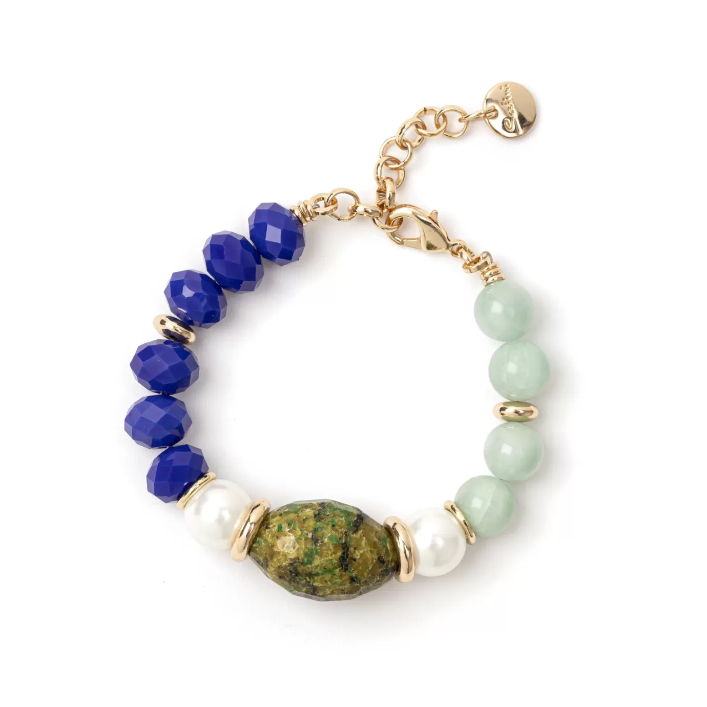 Regolabili>Sodini Bracciale Jane , Verde E Perla Blu