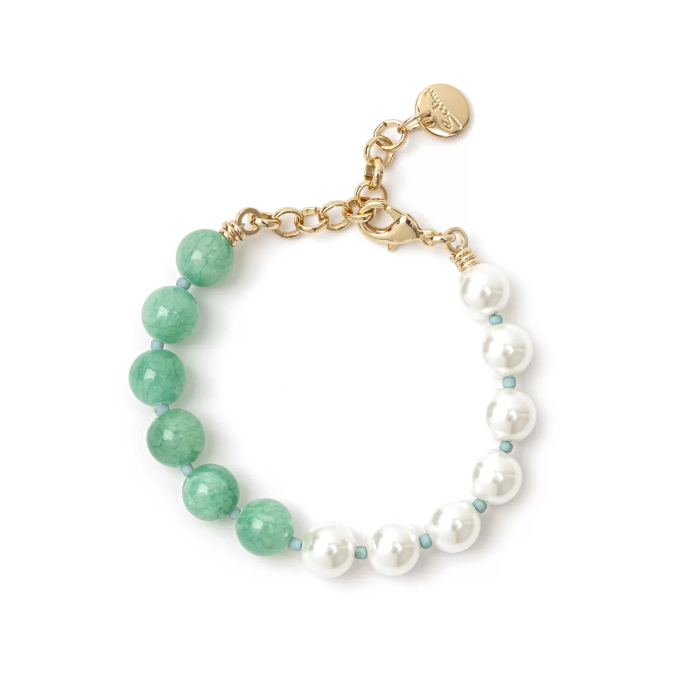 Regolabili>Sodini Bracciale Jane Bicolore Perle E Giada Verde