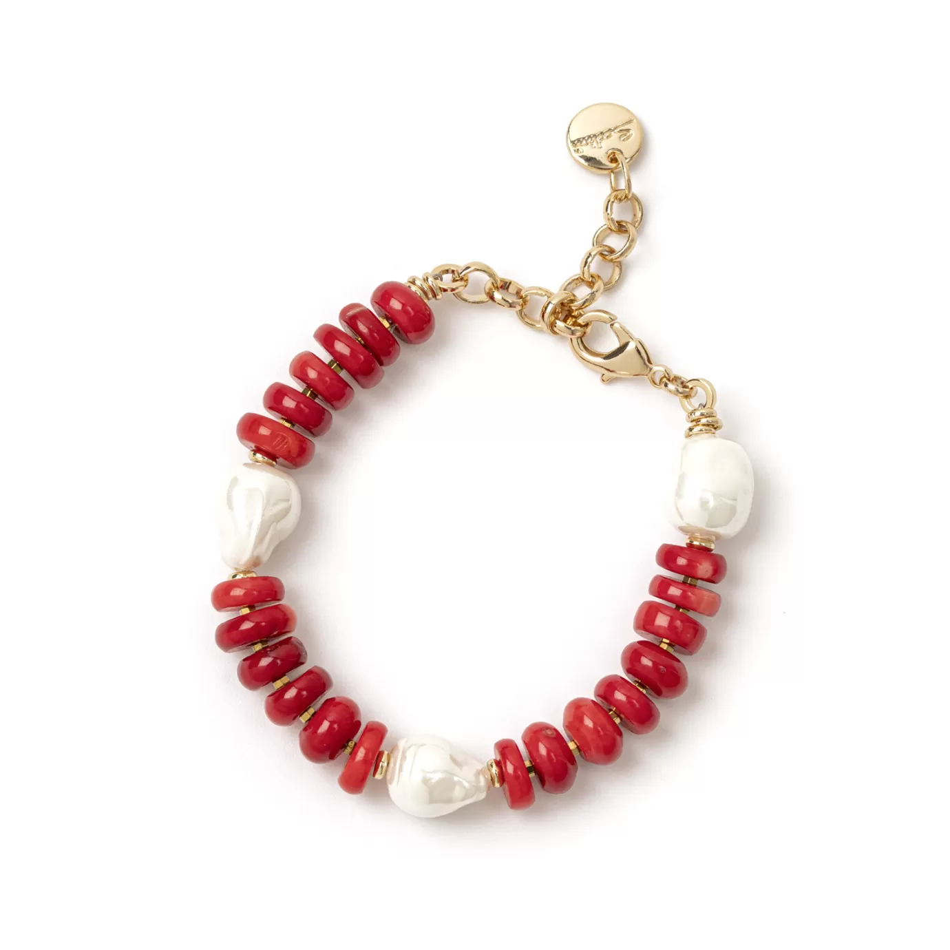 Regolabili>Sodini Bracciale Jane Corallo E Perle Giapponesi Rosso