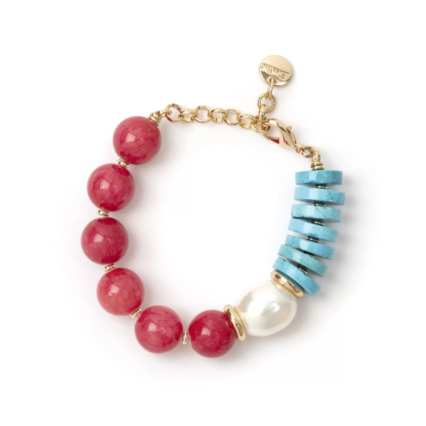 Regolabili>Sodini Bracciale Jane Turchese E Fucsia Multicolor