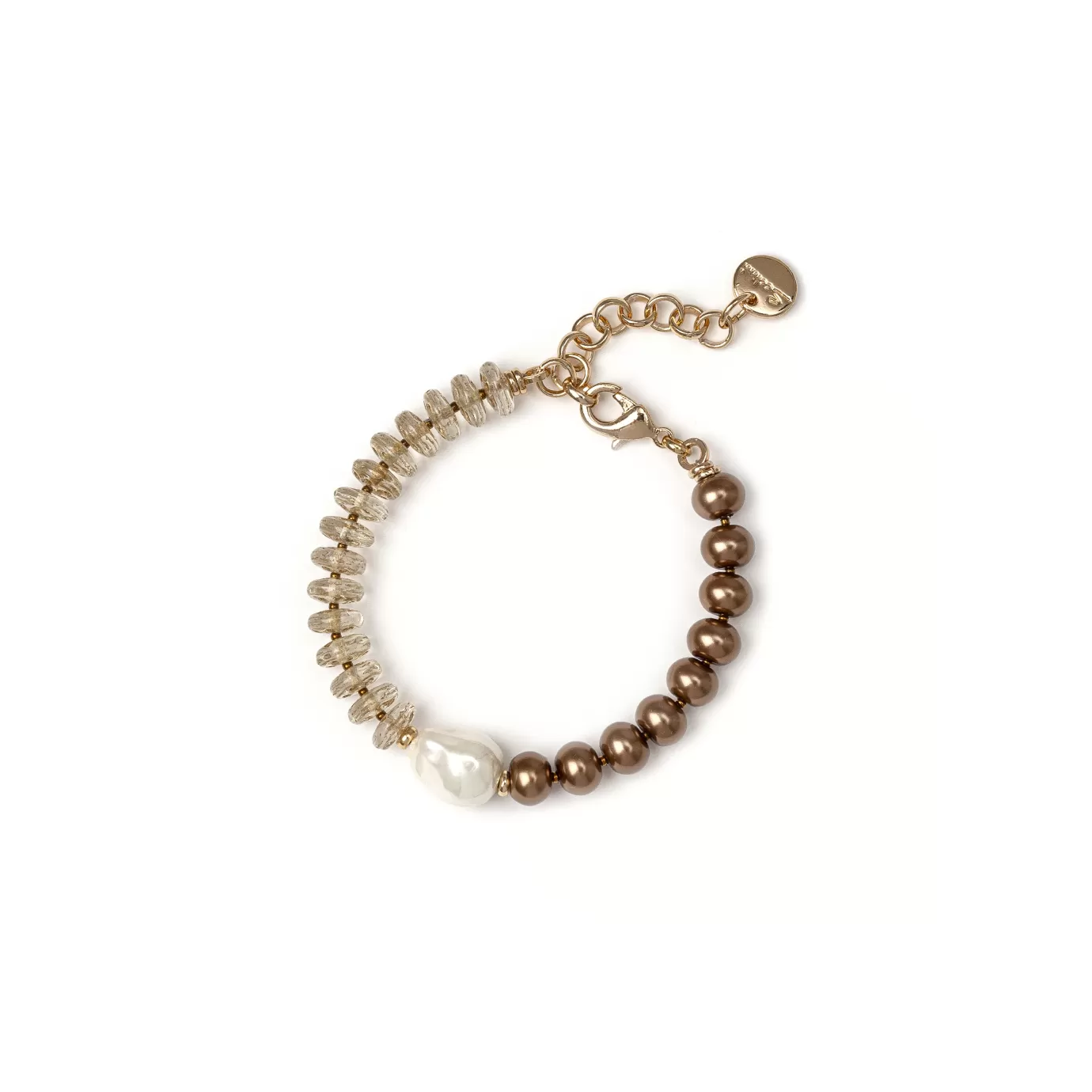 Regolabili>Sodini Bracciale Perline E Boule Jane Marrone