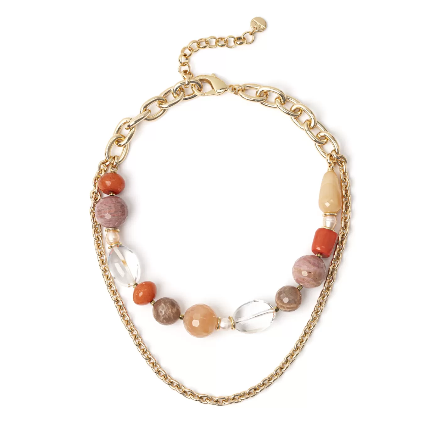 Corte>Sodini Collana Jane A Doppio Filo Agata, Pietra Del Sole E Perle Naturali Multicolor